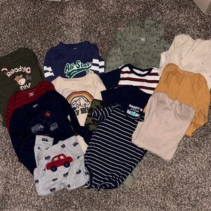 Boys lot of short sleeve and long sleeve onesie & two outfits - Assorted Colors